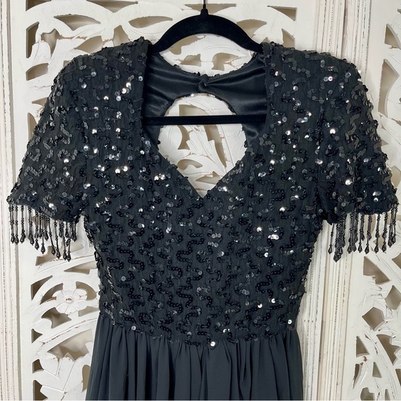 Dave & Johnny Black Sequin Jumpsuit